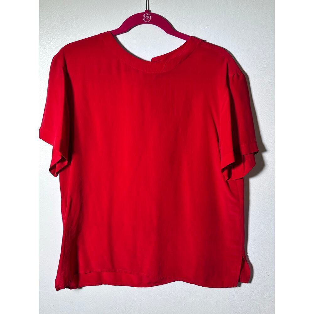 Vintage Jones New York Women's Red Thin Light Silk Blouse Top Size 14